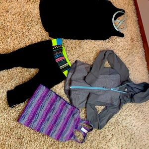 Girls size 10 Ivivva dress, zip up yoga hoodie, tank top ( size 8) and Capris